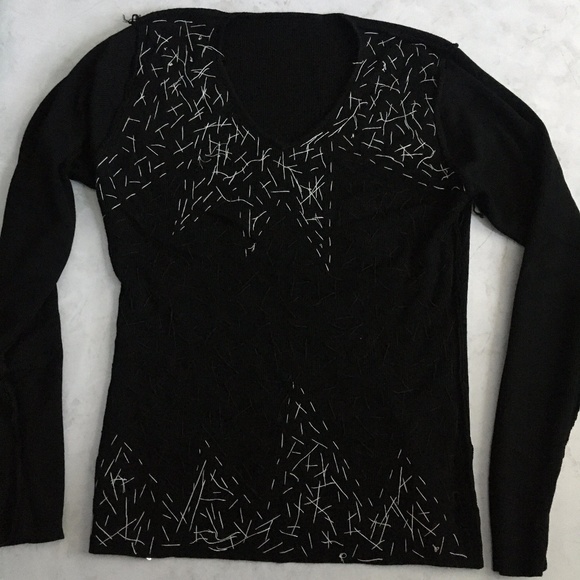Hand Sewn Black Sparkly Sequin Pullover Sweater - Picture 6 of 10